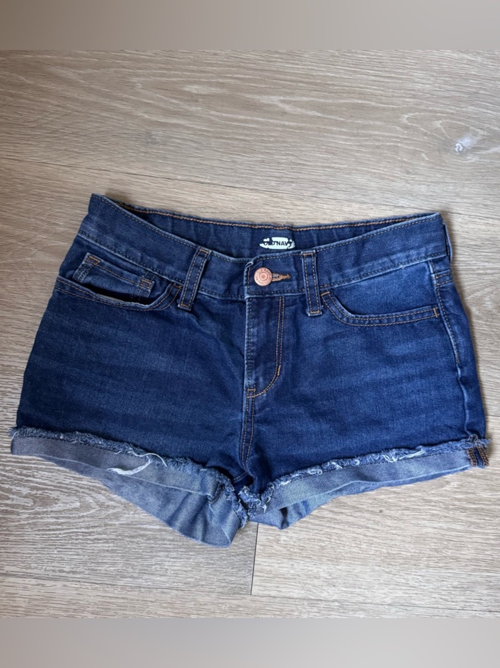 Old Navy Sweetheart Denim Shorts Cuffed Girls Size 12 Adjustable Waist